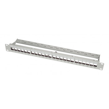 LogiLink patch panel Keystone 19 pollici, 24 porte, schermato, grigio chiaro (RAL7035), 1U, per un massimo di 24 moduli Keystone, 1 pz. (NK4073)