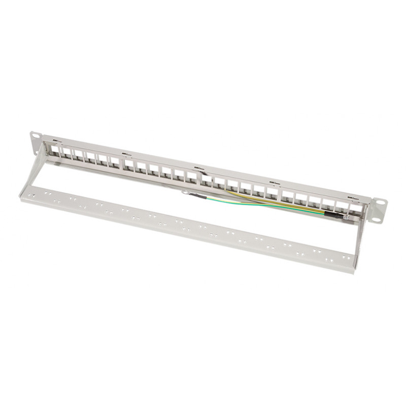 LogiLink patch panel Keystone 19 pollici, 24 porte, schermato, grigio chiaro (RAL7035), 1U, per un massimo di 24 moduli Keystone, 1 pz. (NK4073)