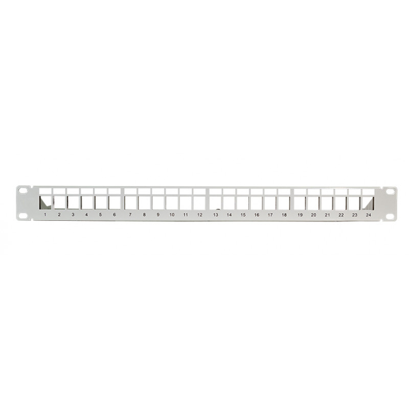 LogiLink patch panel Keystone 19 pollici, 24 porte, schermato, grigio chiaro (RAL7035), 1U, per un massimo di 24 moduli Keystone, 1 pz. (NK4073)