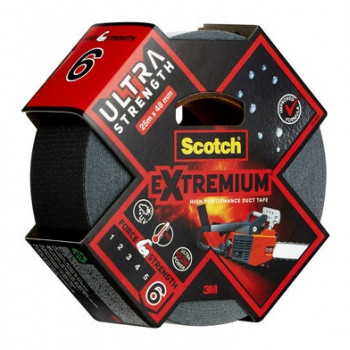 3M Extremium nastro in tessuto nero 48 mm x 25 m, 6 rotoli – nastro riparatore impermeabile resistente ai raggi UV 7100205699