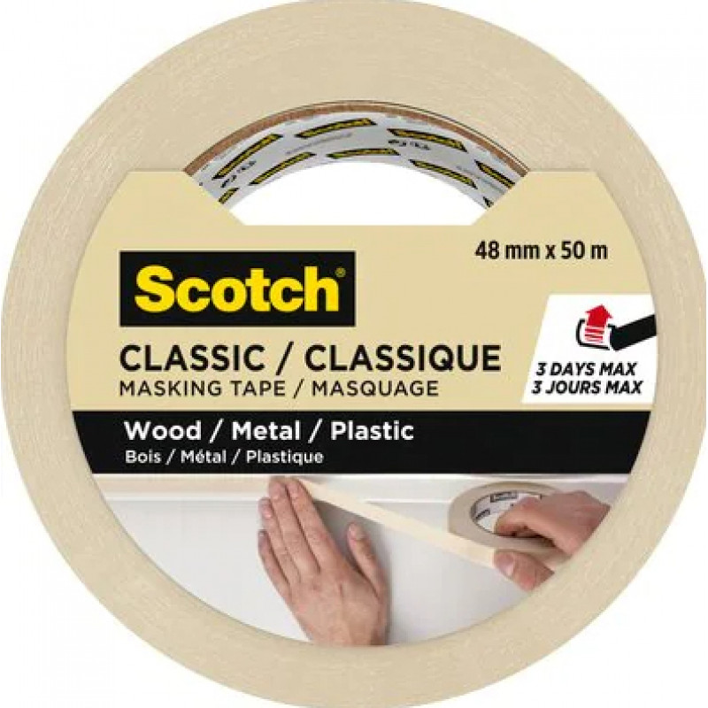 3M Classic 2000 nastro carta per pittori, beige, 48 mm x 50 m, certificato PEFC (CLASSIC-4850 PEFC)