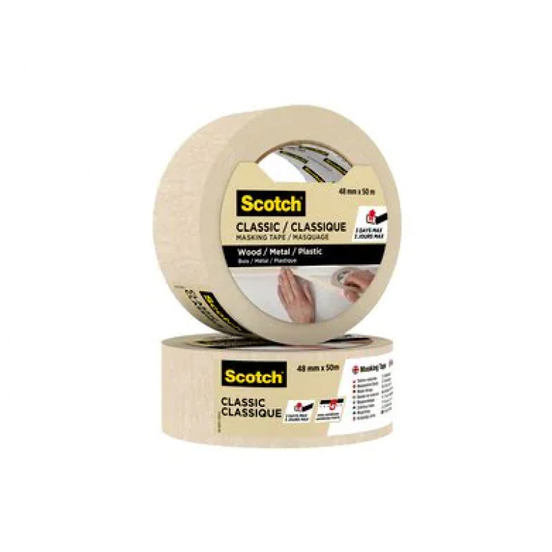 3M Classic 2000 nastro carta per pittori, beige, 48 mm x 50 m, certificato PEFC (CLASSIC-4850 PEFC)