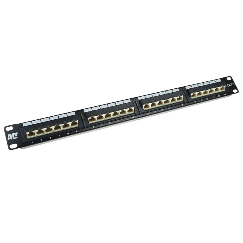 ACT patch panel 24 porte CAT6 UTP angolato 45°, 1U, nero (PP1013)