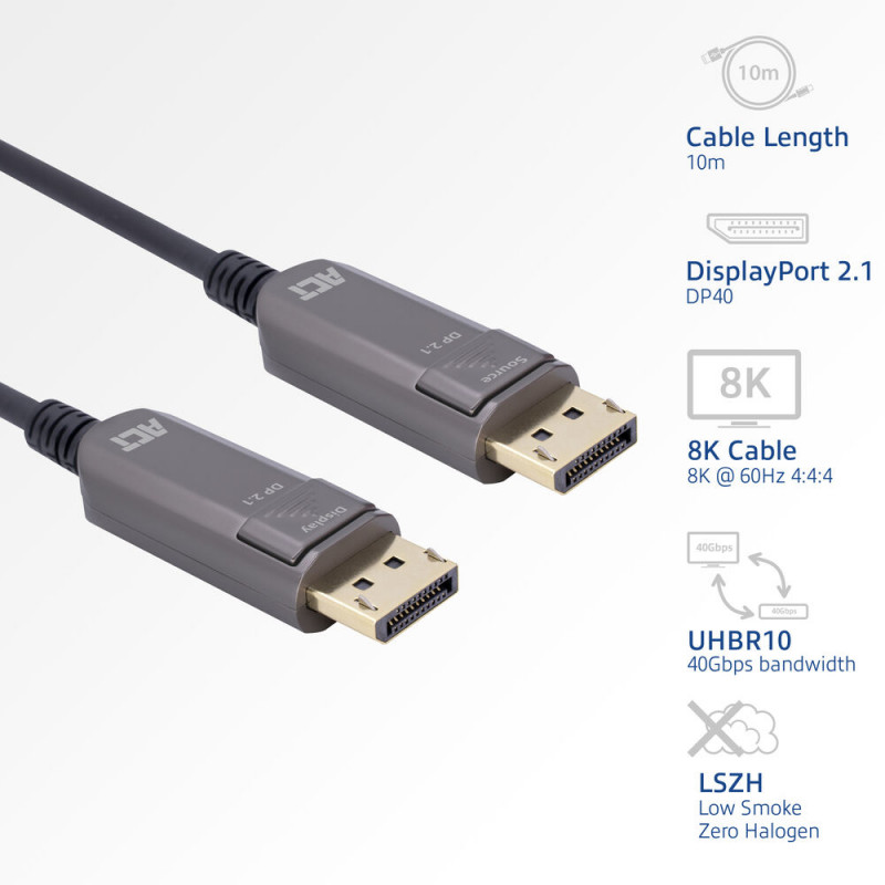 ACT 10 m 8K DisplayPort 2.1 DP40 UHBR10 LSZH cavo ottico attivo (AOC) AK4170