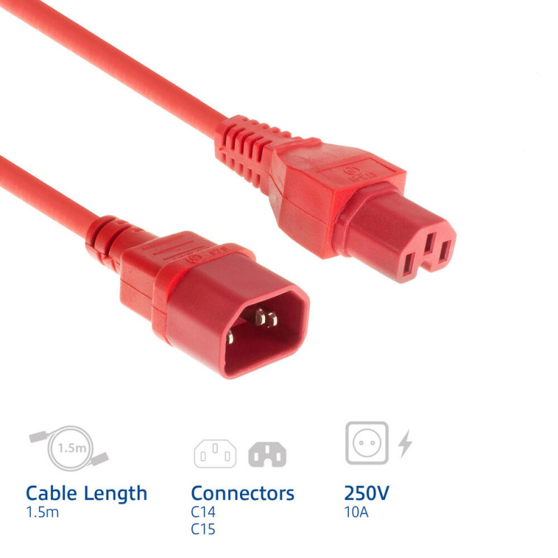 ACT cavo di alimentazione C14 - C15 rosso 1,5 m (AK5390)