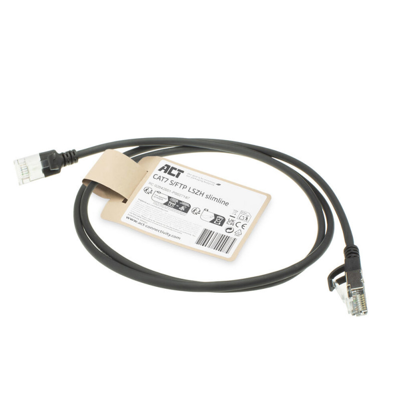 ACT cavo patch slimline LSZH S/FTP CAT7 1,5 m, snagless, nero (DF7951)