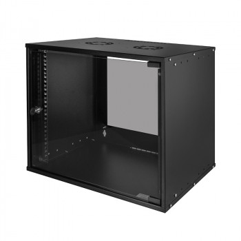 LogiLink Armadio a muro 19 pollici ECO 9U, profondità 550 mm, porta in vetro, nero RAL 9005, preassemblato W09C55B