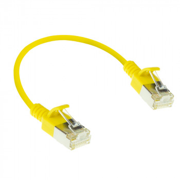 ACT DC7830 cavo patch slimline datacenter LSZH U/FTP CAT6A giallo 0,15m snagless RJ45