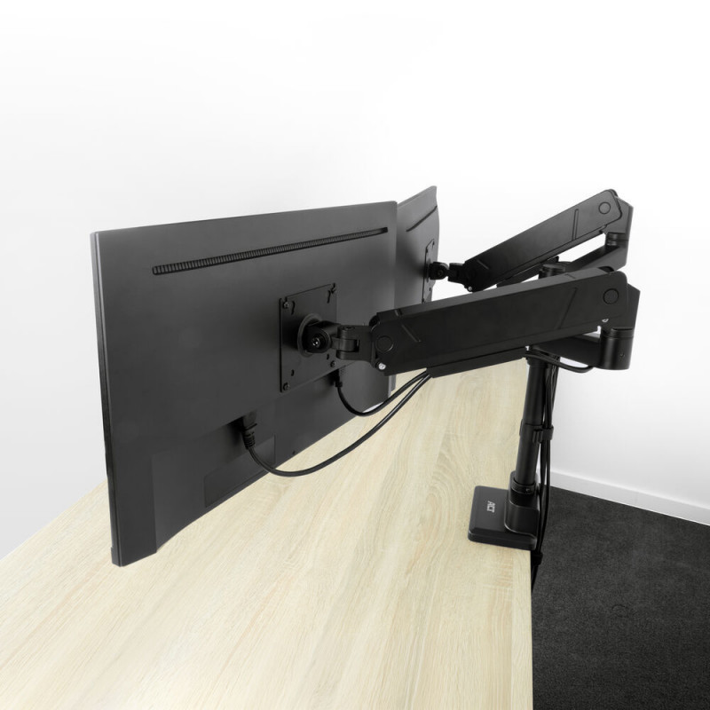 ACT AC8330 Office Solid Pro braccio doppio per monitor, molla a gas, montaggio su palo, fino a 34"