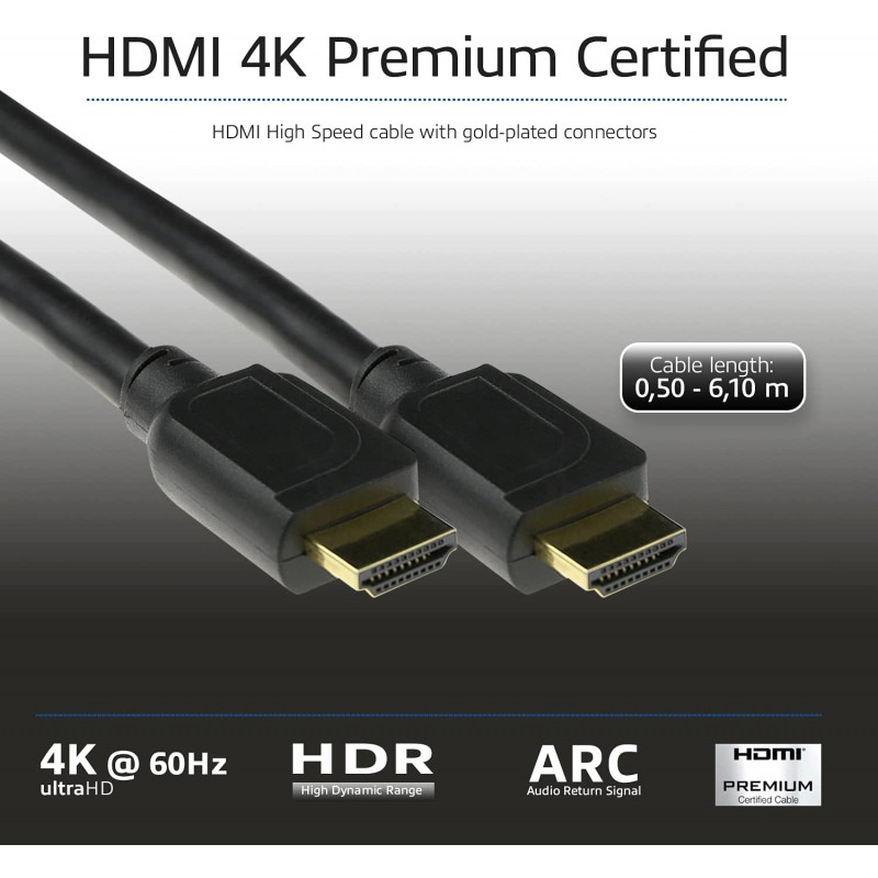ACT AK3947 cavo HDMI 6,1 m 4K 60Hz HDR ARC 18Gbps nero