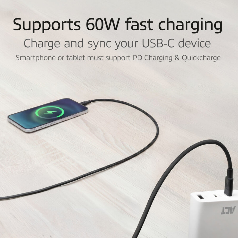 ACT cavo ricarica/dati USB 2.0 60W USB-C a USB-C, nero, 1 metro (AC3082)