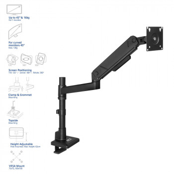 ACT braccio monitor 45 pollici Office Solid Pro montaggio a palo pistone a gas 1 monitor (AC8329)