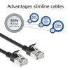 ACT nero 1m LSZH S/FTP CAT7 Slimline cavo patch snagless con connettori RJ45 (DF7901)