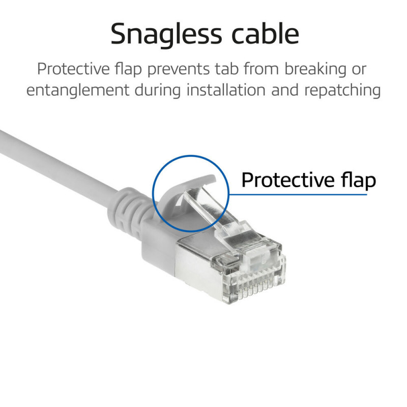 ACT grigio cavo patch slimline LSZH S/FTP CAT6A 1 m snagless con connettori RJ45 (DB7001)