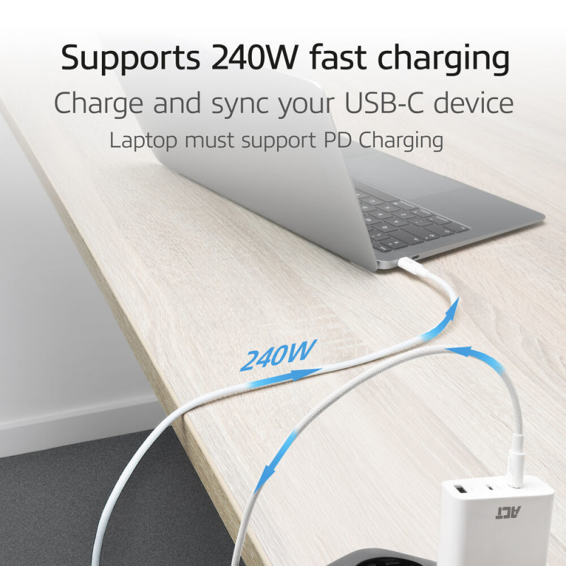 ACT cavo di ricarica/dati USB 2.0 240W USB-C a USB-C, bianco, 2 m (AC3085)