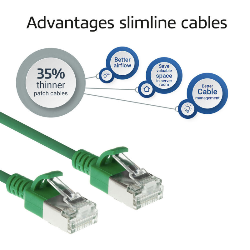 ACT Cavo patch slimline snagless RJ45 S/FTP CAT6A LSZH verde 0,5 m (DB7700)