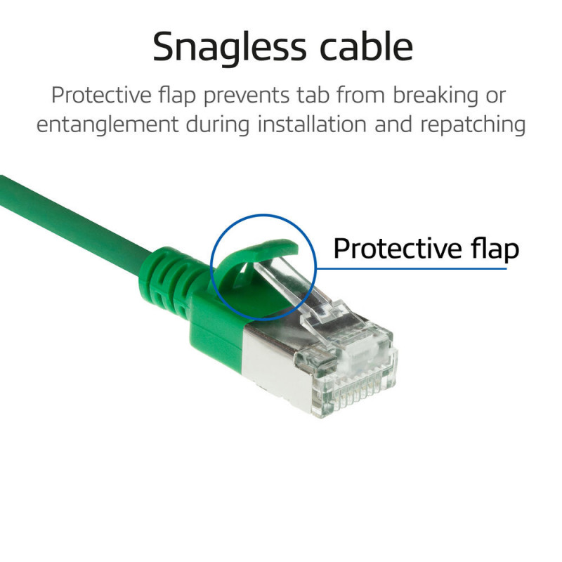 ACT Cavo patch slimline snagless RJ45 S/FTP CAT6A LSZH verde 0,5 m (DB7700)