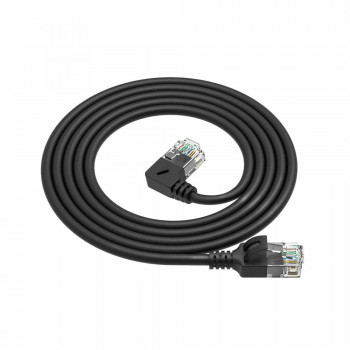 ACT DC1901 Cavo patch slimline CAT6A U/UTP LSZH 1 m, RJ45 90° angolato a sinistra su dritto, nero