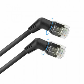 ACT DD1910 Cavo patch slim CAT6A U/FTP, 10 m, nero, RJ45 girevole angolato 360°