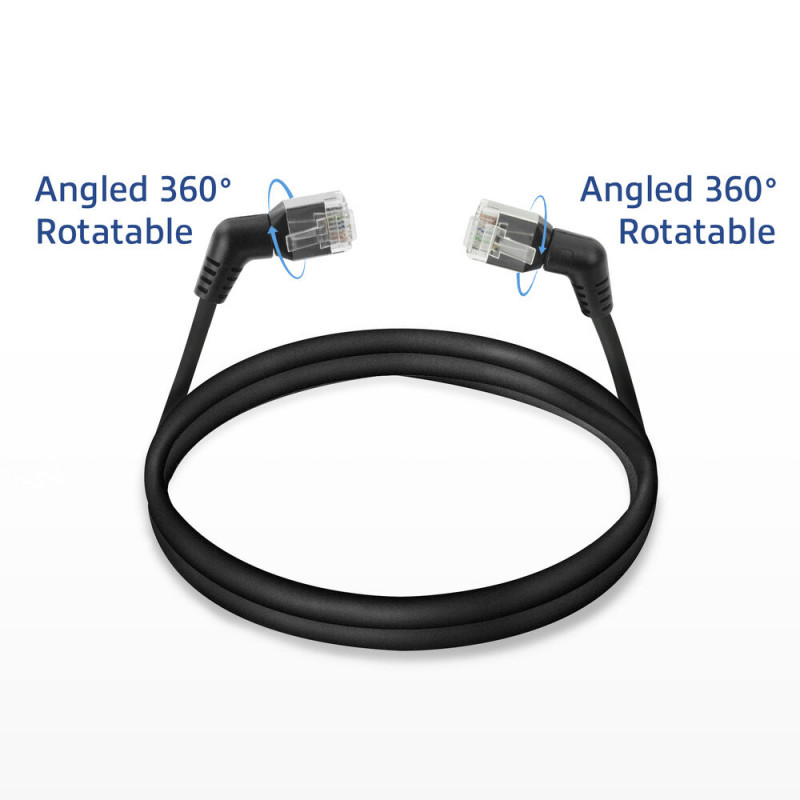 ACT DD1910 Cavo patch slim CAT6A U/FTP, 10 m, nero, RJ45 girevole angolato 360°