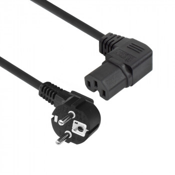 ACT AK5349 Cavo di alimentazione connettore maschio Schuko CEE 7/7 angolare su connettore femmina IEC C15 angolare destro 1 m nero