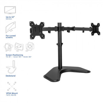 ACT AC8363 Supporto da tavolo per doppio monitor per 2 schermi fino a 32