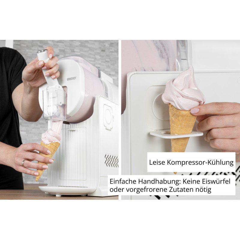 Unold 48965 Sofia macchina 2-in-1 per slush e gelato soft, 1,5L, 150W, 5 programmi, nero