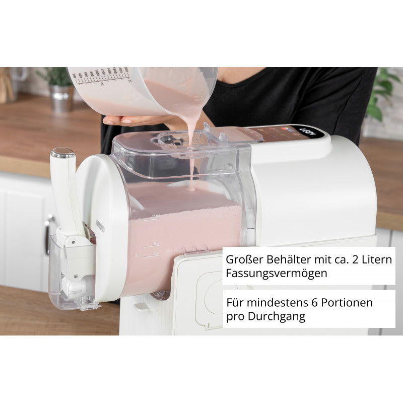 Unold 48965 Sofia macchina 2-in-1 per slush e gelato soft, 1,5L, 150W, 5 programmi, nero