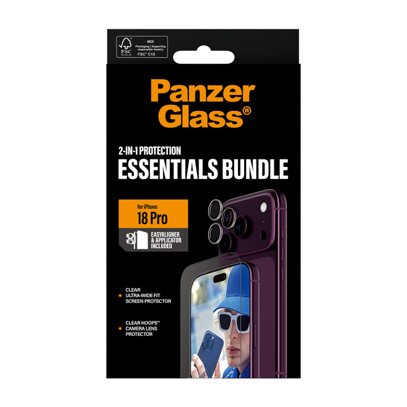 PanzerGlass Essentials 2-in-1 protezione display e protezione lenti fotocamera per iPhone 18 Pro