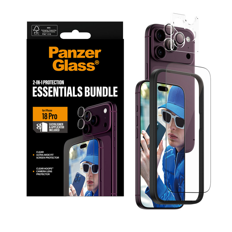 PanzerGlass Essentials 2-in-1 protezione display e protezione lenti fotocamera per iPhone 18 Pro