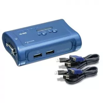 TRENDnet switch KVM USB 2 porte e set di cavi, risoluzione 2048 x 1536, monitoraggio dispositivi, auto-scan, feedback acustico, USB 1.1, conforme con