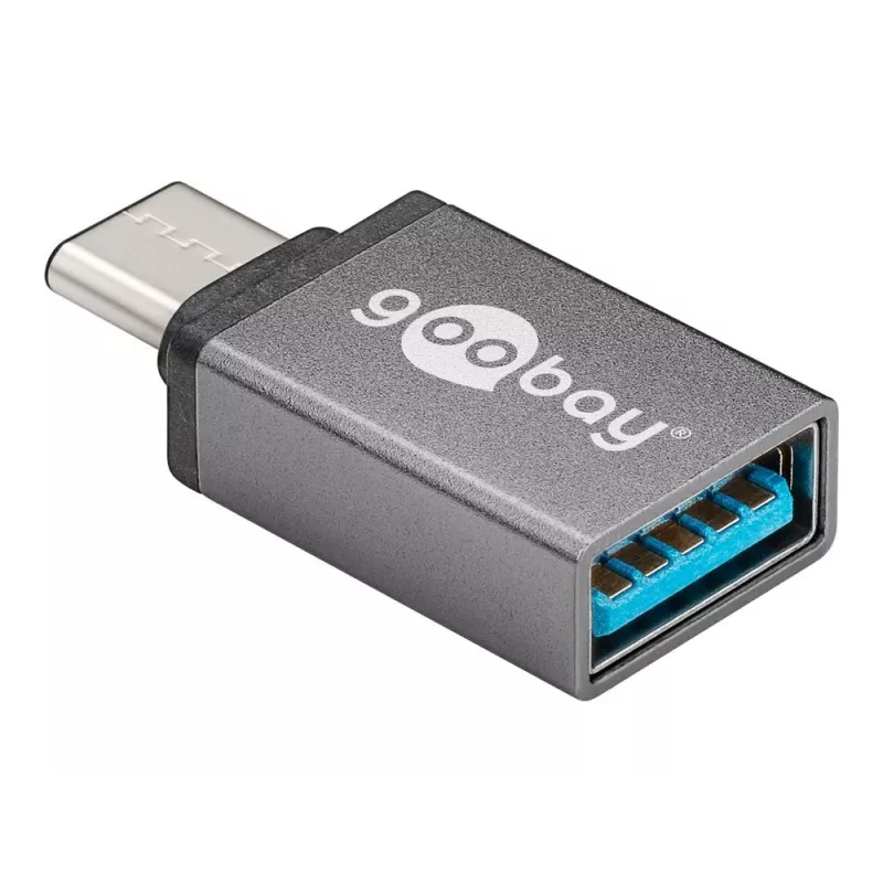 Wentronic Goobay Adattatore USB-C™ - connettore femmina USB 3.0 A, grigio - per il collegamento tra dispositivi USB-C™ e USB-A (56621)