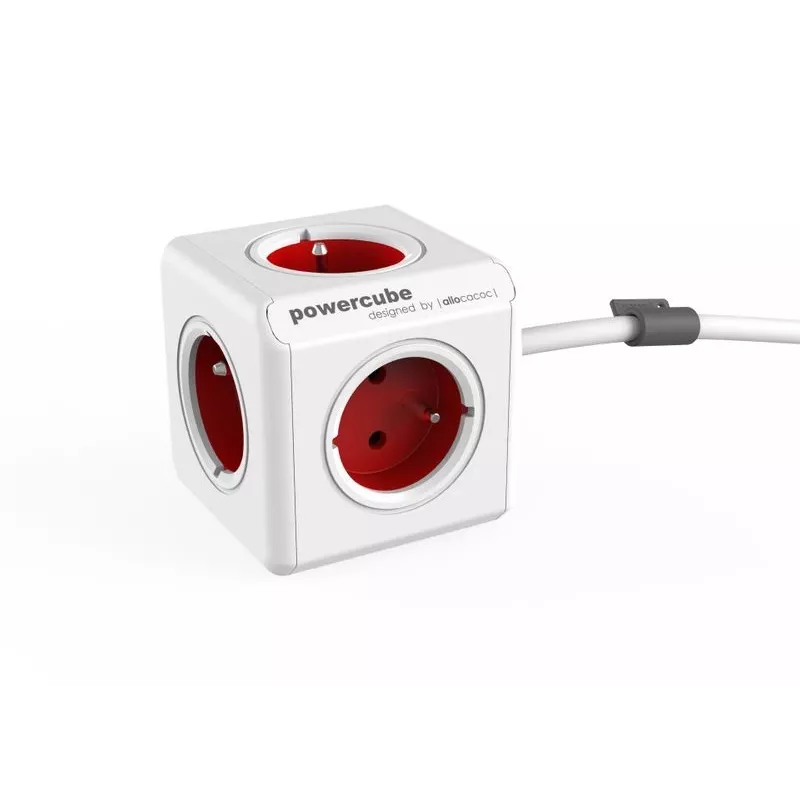 Allocacoc PowerCube Extended - 1,5m - grigio - rosso - 220 - 240V (PowerCube Extended 1,5M R)