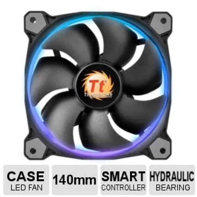 Thermaltake Riing 14 LED 256 Color CL-F043-PL14SW-B ventole per case 140 mm, confezione da 3, 600–1400 giri/min, 4 pin