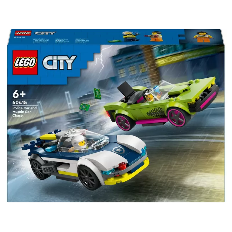 LEGO City Set 60415 Auto della polizia e muscle car inseguimento — 213 pezzi, 2 minifigure, età 6+