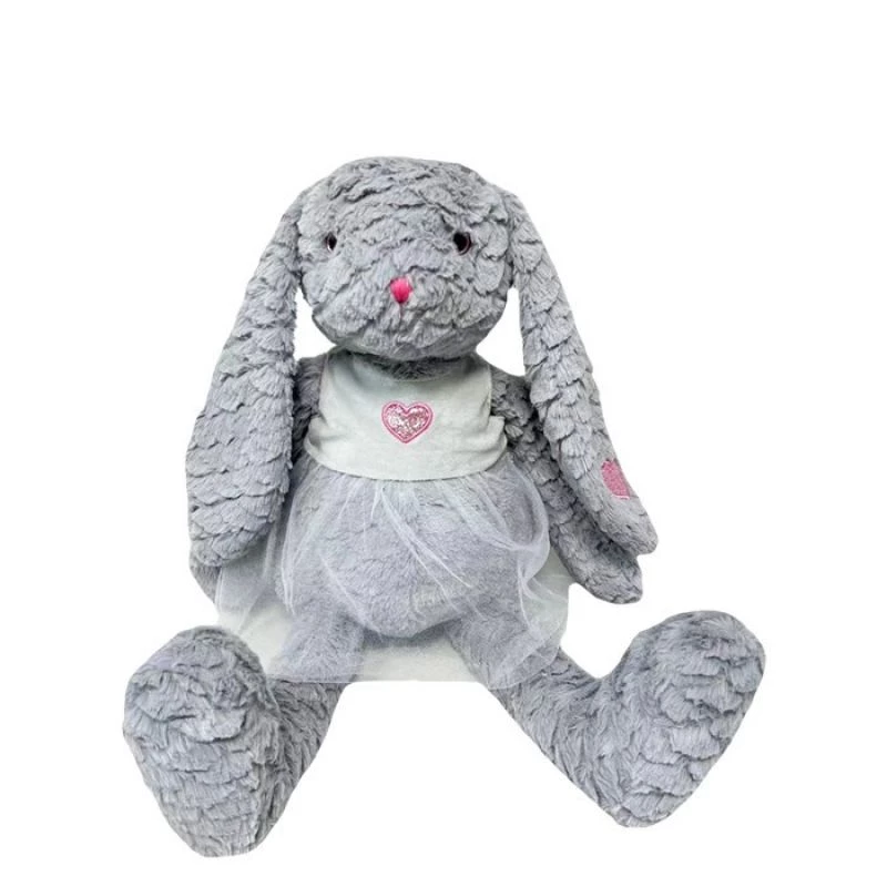Peluche TULILO mascotte coniglio rosa 32 cm grigio - coniglio di peluche 32 cm