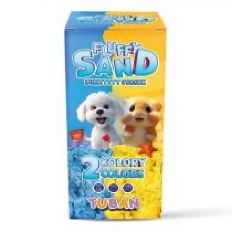 Set creativo per bambini TUBAN Tuban SET FLUFFY SAND – blu e giallo, 2 × 70 g, età 3+