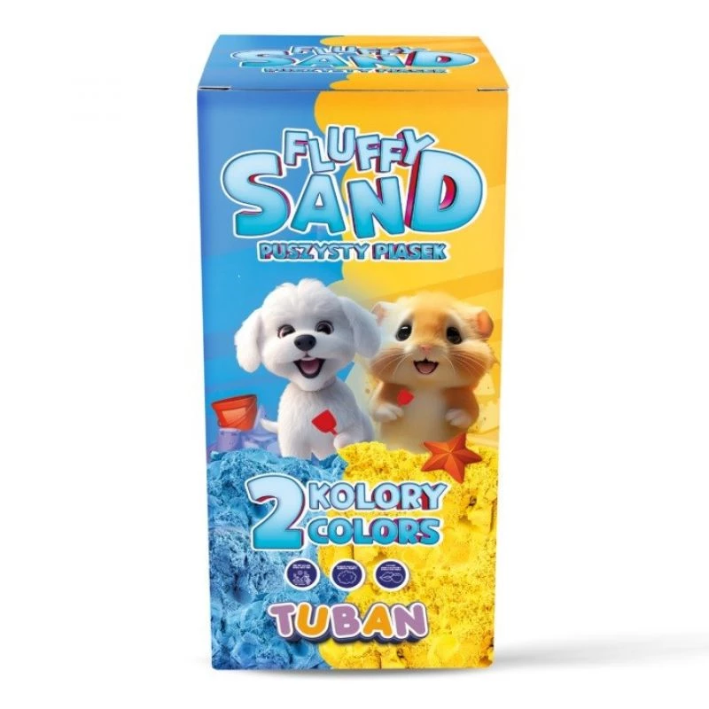 Set creativo per bambini TUBAN Tuban SET FLUFFY SAND – blu e giallo, 2 × 70 g, età 3+
