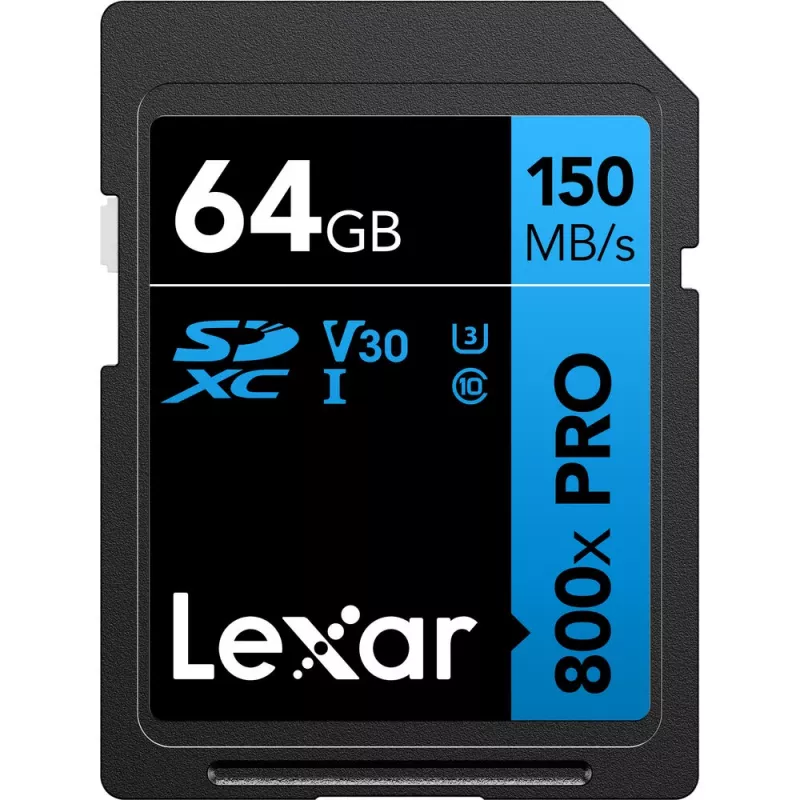 Memoria flash SDXC Lexar 64 GB UHS-I 800xPRO — Class 10, U3, V30, 150 MB/s