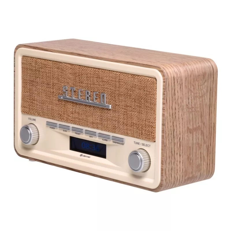 Denver DAB-18LW radio retrò DAB+/FM, Bluetooth, effetto legno chiaro