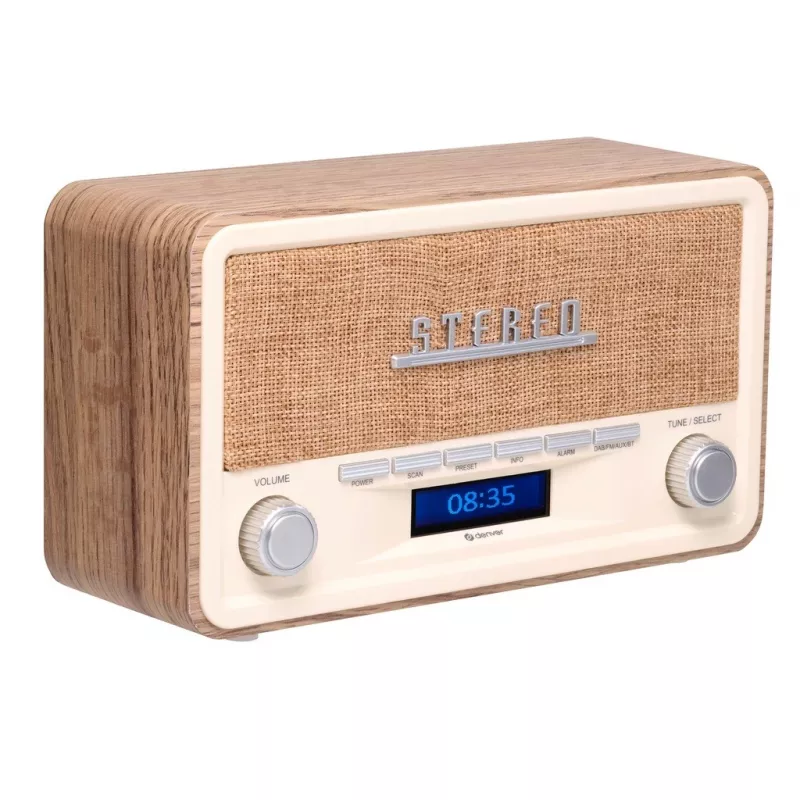 Denver DAB-18LW radio retrò DAB+/FM, Bluetooth, effetto legno chiaro