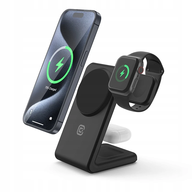 Caricabatterie da interno Crong CRG-MSPS-BLK smartwatch nero Lightning USB wireless