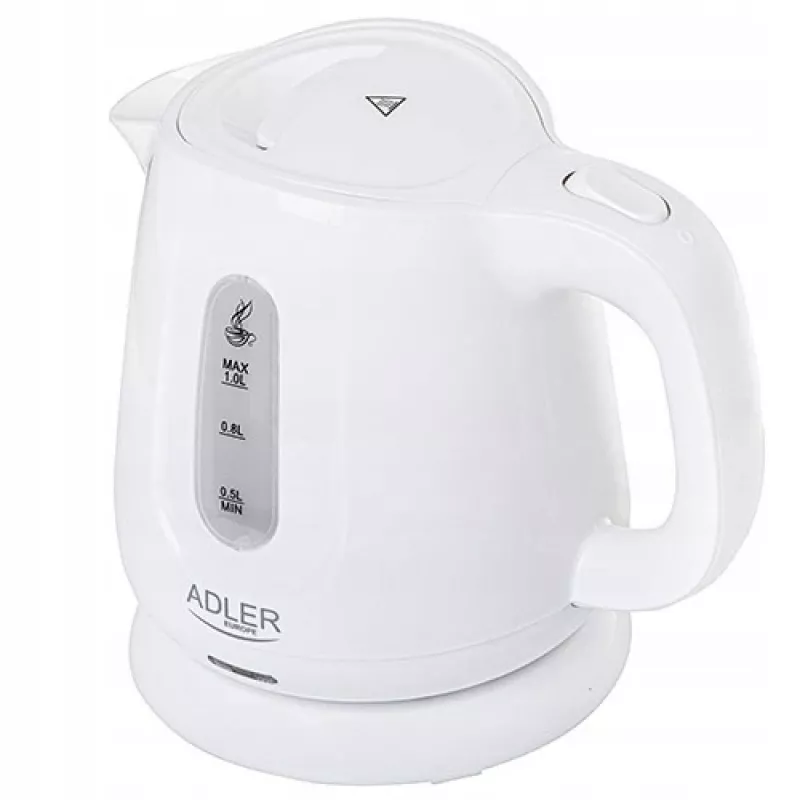 Bollitore Adler AD 1373 – capacità 1 L, 850 W, bianco, base 360°, polipropilene