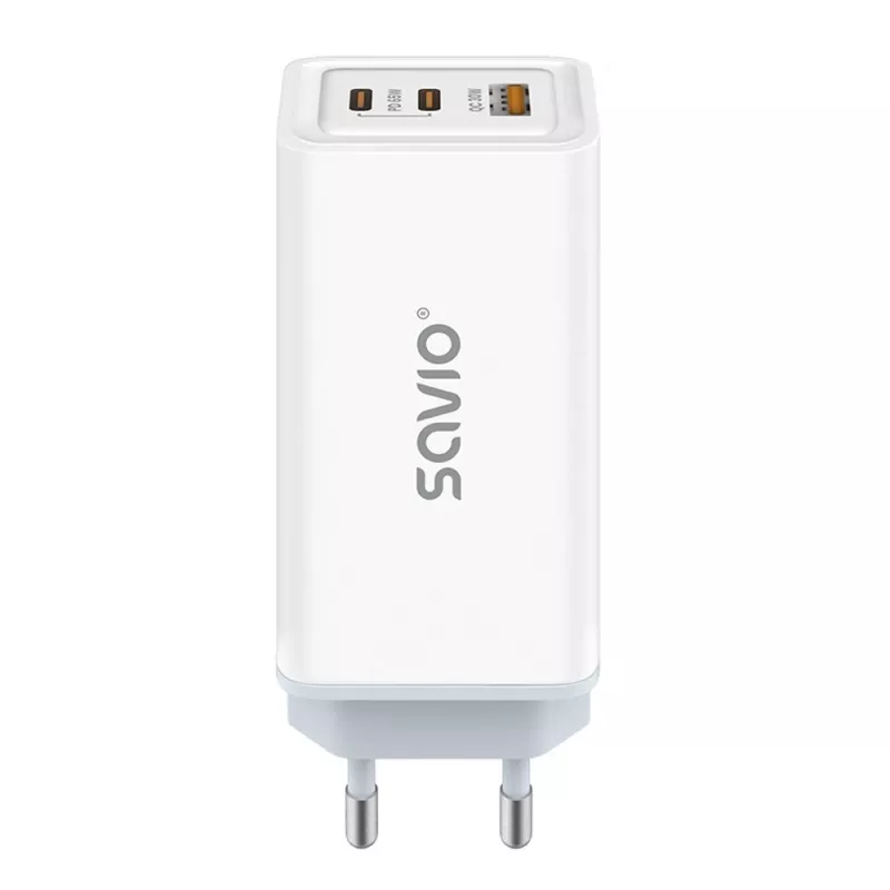 Alimentatore SAVIO LA-07 GaN 65W, USB, QC4.0+, PD 3.0, bianco