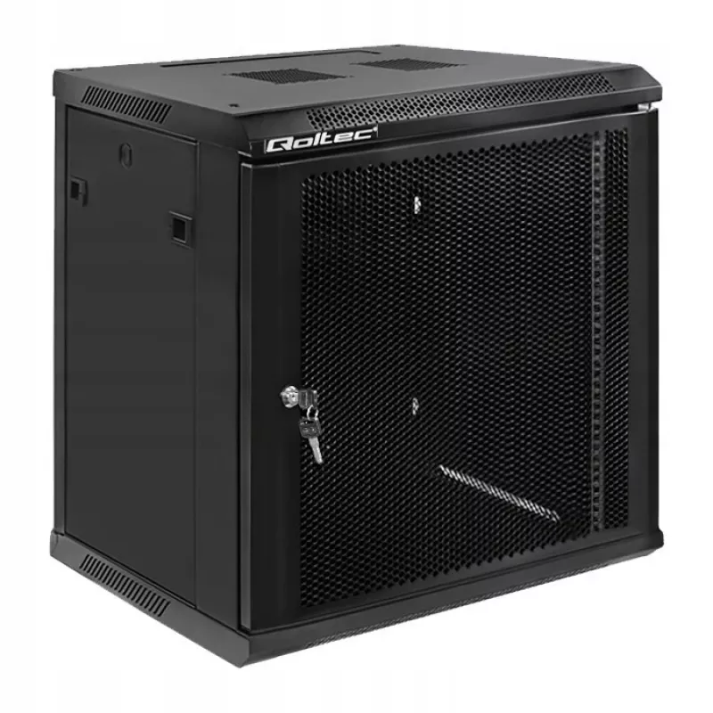 Qoltec 54488 Armadio rack da parete da 19 pollici, 12U, 600 x 635 x 450 mm, porta forata