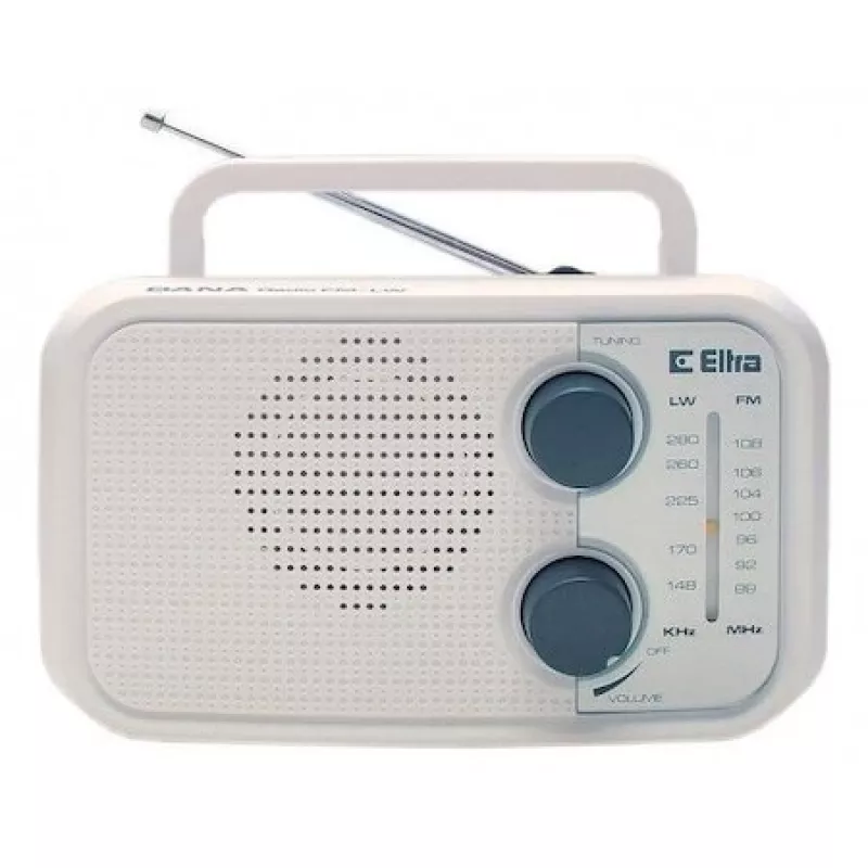 Radio Eltra DANA bianca – radio analogica portatile, design compatto da tavolo