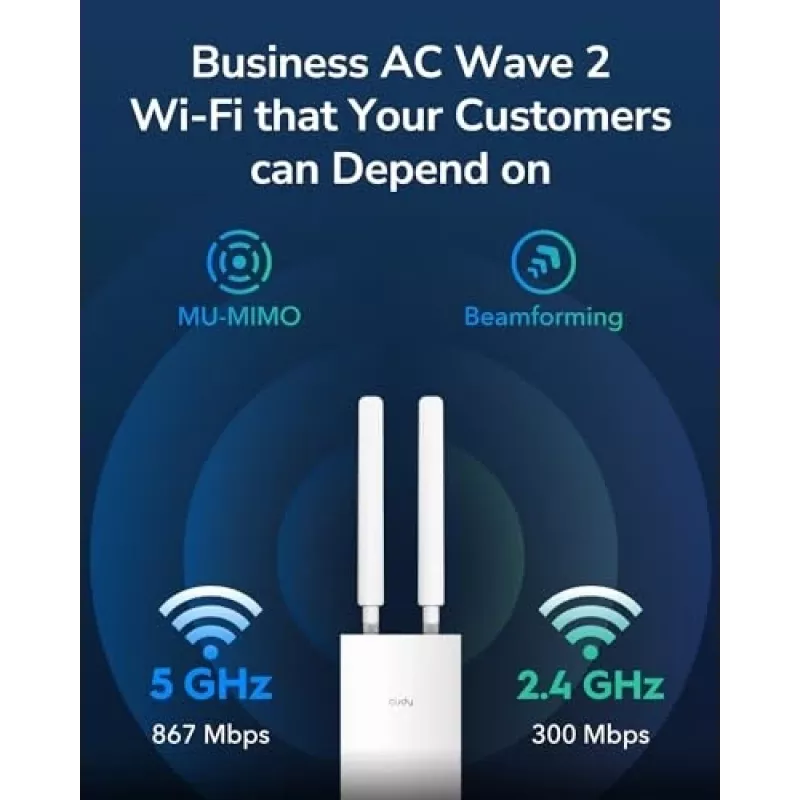 Access Point Cudy AP1300 Outdoor — Dualband 2,4/5 GHz, 300/867 Mbit/s, IP65, PoE, 2 antenne esterne RP‑SMA