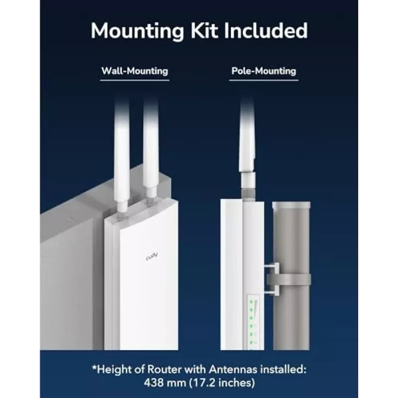 Access Point Cudy AP1300 Outdoor — Dualband 2,4/5 GHz, 300/867 Mbit/s, IP65, PoE, 2 antenne esterne RP‑SMA