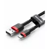 Cavo USB-A a Lightning Baseus Cafule 2.4A QC 3.0, 1 m — nero/rosso