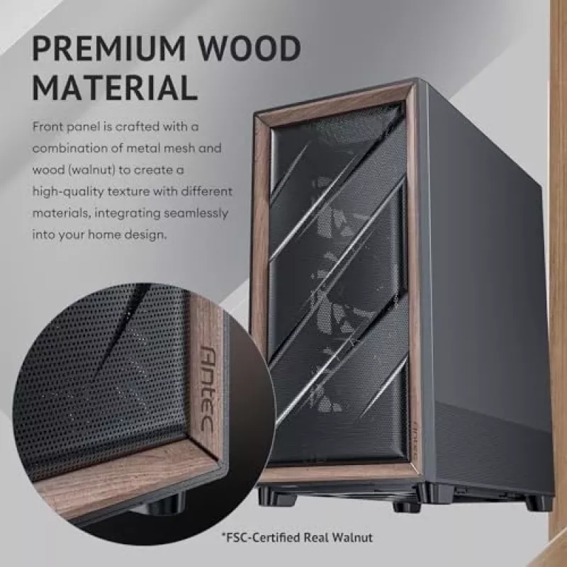 Antec 0-761345-10133-2 case per computer Midi Tower nero legno